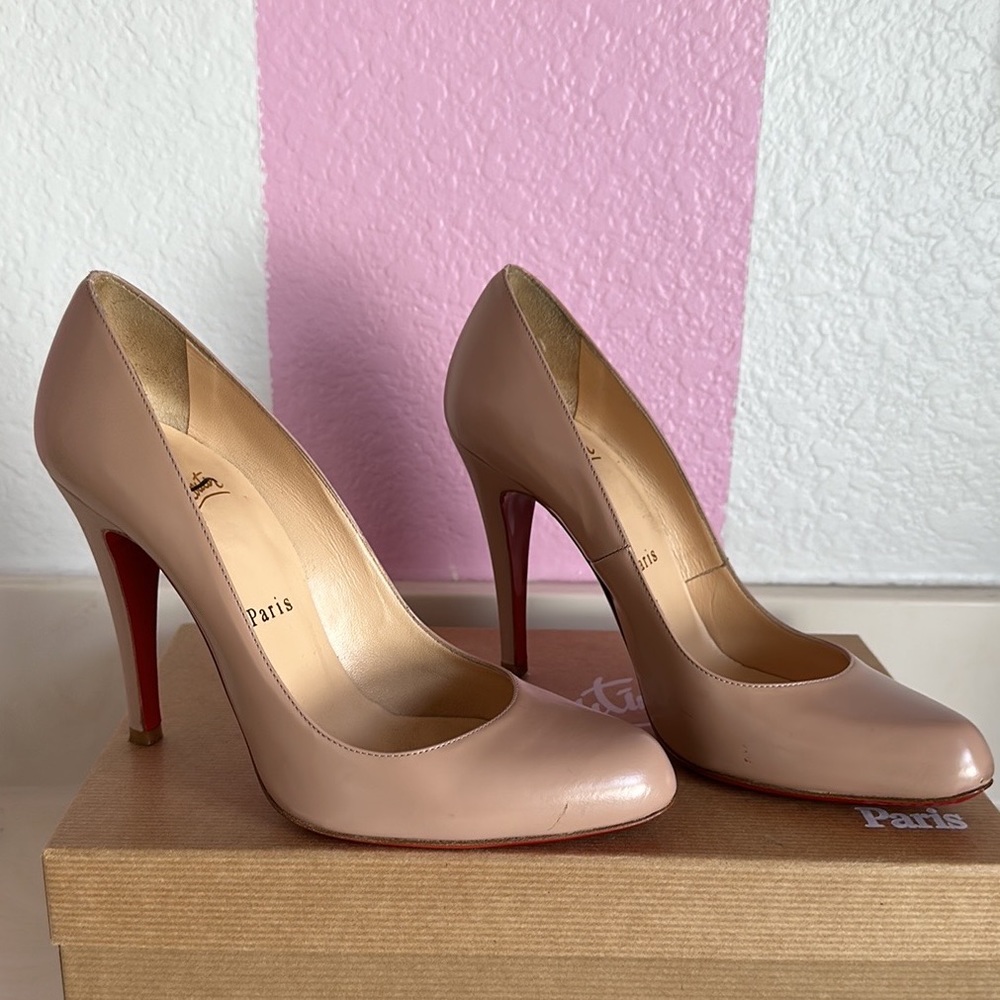 Christian Louboutin Tan Nude Heels Pumps 36.5 6.5 100